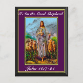 ヨハネ10:7-21わたしは良き羊飼いの紫の枠である ポストカード (正面)