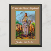 ヨハネ10:7-21わたしは良き羊飼いの茶色の枠である ポストカード (正面)