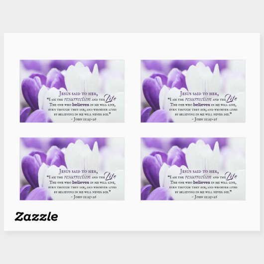 ヨハネ11:25わたしは復活と命である 長方形シール (シート)