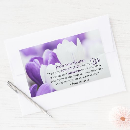 ヨハネ11:25わたしは復活と命である 長方形シール (封筒)