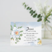 ヨハネ11:25聖書の聖句春の花復活祭 ポストカード (スタンド正面)