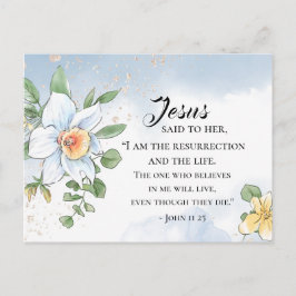 ヨハネ11:25聖書の聖句春の花復活祭 ポストカード