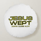 ヨハネ11:35 Bible Verse KJV引用文 ラウンドクッション (裏面)