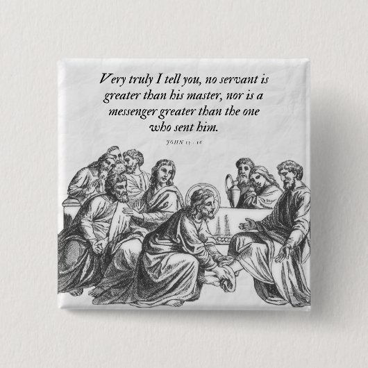 ヨハネ13:16イエスと12弟子キリスト教の聖書 缶バッジ (正面)