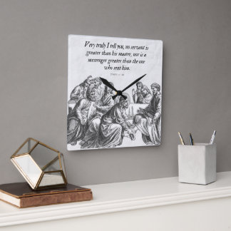 ヨハネ13:16キリスト教聖書イエスの壁時計 スクエア壁時計