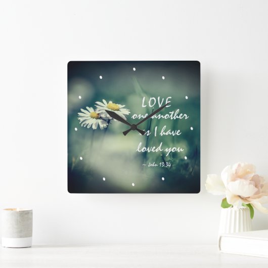 ヨハネ13:34わたしは、あなたがたに愛したように、互いに愛し合いなさい スクエア壁時計 (ホーム)