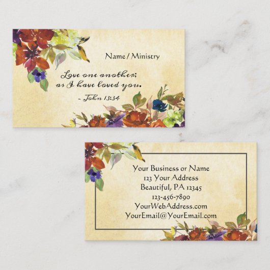 ヨハネ13:34わたしは、あなたがたに愛したように、互いに愛し合いなさい 名刺 (正面/裏面)