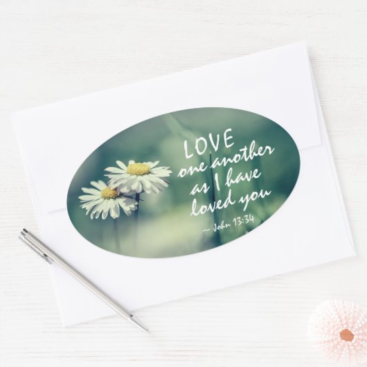 ヨハネ13:34わたしは、あなたがたに愛したように、互いに愛し合いなさい 楕円形シール (封筒)