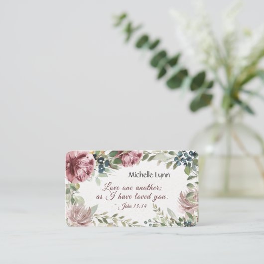 ヨハネ13:34互いに愛し合う別の水の色フローラ 名刺 (スタンド正面)