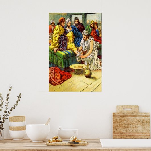 ヨハネ13:4-17弟子たちの足のポスターを洗う ポスター (キッチン)