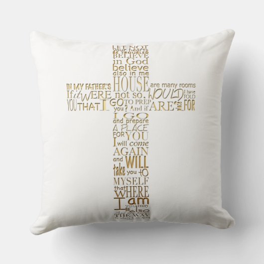 ヨハネ14の聖書の詩金ゴールド文字枕 クッション (裏面)