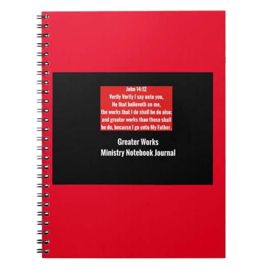 ヨハネ14:12 Bible Verse 素晴らし Works Notebook ノートブック (正面)