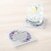 ヨハネ14:1-3聖書の聖句パープルフローラ ガラスコースター (アングル)