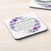 ヨハネ14:1-3聖書の聖句パープルフローラ コースター (左側)