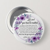 ヨハネ14:1-3聖書の聖句パープルフローラ 缶バッジ (正面&裏面)
