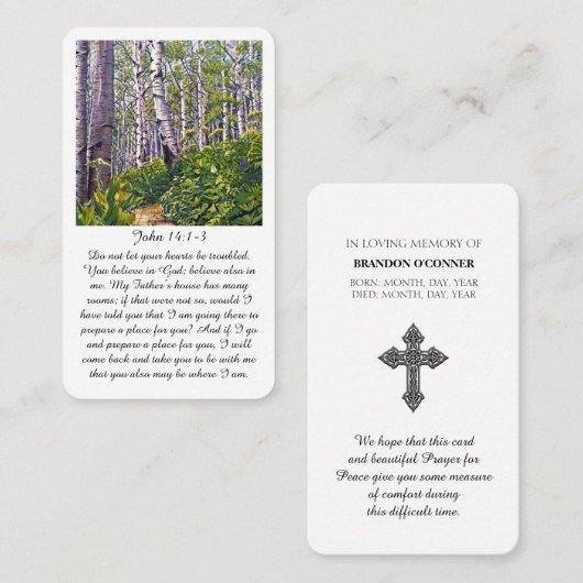 ヨハネ14:1-3葬儀のお見舞いカード 名刺 (正面/裏面)