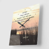 ヨハネ14:27わたしの平和与えよ、聖書の聖句 スクエア壁時計 (傾斜)