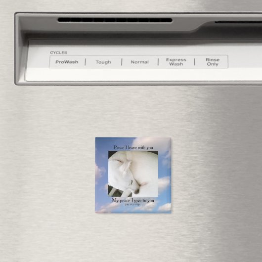 ヨハネ14:27わたしの平安与え私は雲の中で犬を聖句 マグネット (インサイチュ (食洗機))