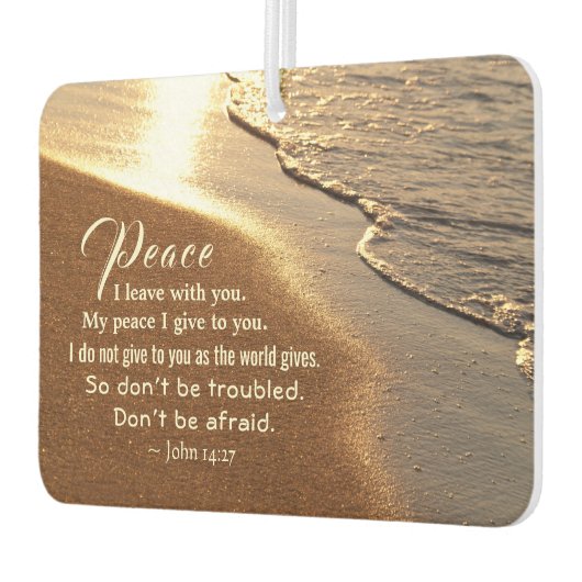 ヨハネ14:27イエスの言葉は、「わたしはあなた離れと平和あれ」。 カーエアーフレッシュナー (左)