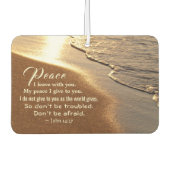 ヨハネ14:27イエスの言葉は、「わたしはあなた離れと平和あれ」。 カーエアーフレッシュナー (正面)