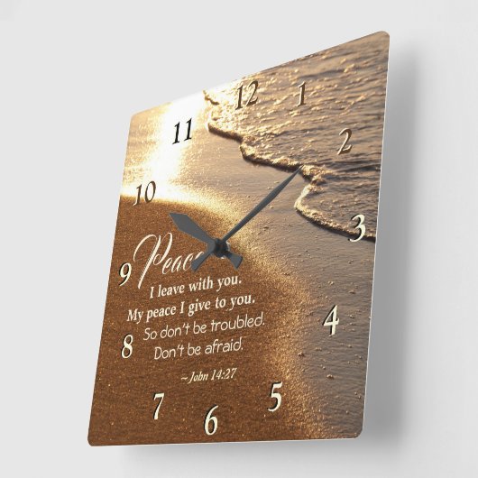 ヨハネ14:27イエスの言葉は、「わたしはあなた離れと平和あれ」。 スクエア壁時計 (傾斜)