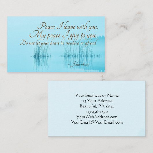 ヨハネ14:27イエスの言葉は、「わたしはあなた離れと平和あれ」。 名刺 (正面/裏面)