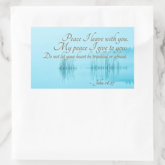 ヨハネ14:27イエスの言葉は、「わたしはあなた離れと平和あれ」。 長方形シール (バッグ)
