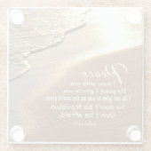 ヨハネ14:27イエスは言われた、「わたしはあなた離れと平和あれ」。 ガラスコースター (裏面)