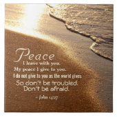 ヨハネ14:27イエスは言われた、「わたしはあなた離れと平和あれ」。 タイル (正面)