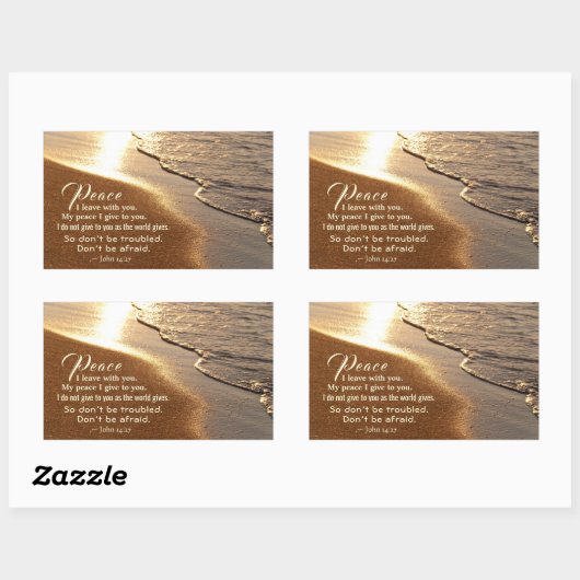 ヨハネ14:27イエスは言われた、「わたしはあなた離れと平和あれ」。 長方形シール (シート)