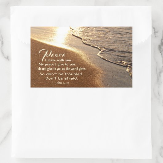 ヨハネ14:27イエスは言われた、「わたしはあなた離れと平和あれ」。 長方形シール (バッグ)