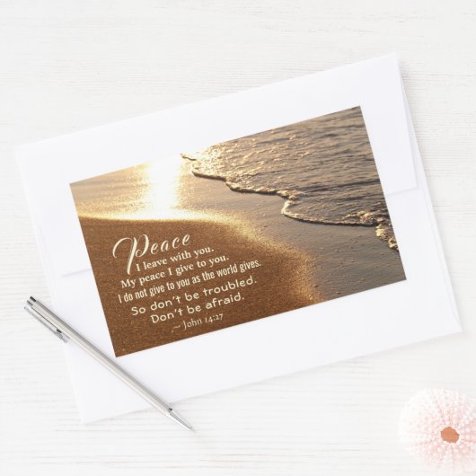 ヨハネ14:27イエスは言われた、「わたしはあなた離れと平和あれ」。 長方形シール (封筒)