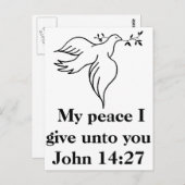 ヨハネ14:27キリスト教は鳥の羽を鳩の飛び方 ポストカード (正面/裏面)