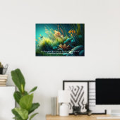 ヨハネ14:27緑の牧草地カラフルに ポスター (ホームオフィス)