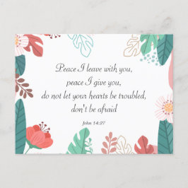 ヨハネ14:27聖書の聖句と手描きの花 ポストカード