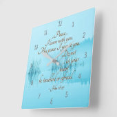 ヨハネ14:27 「あなた離れと平和よ」 Bible Verse スクエア壁時計 (傾斜)