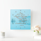 ヨハネ14:27 「あなた離れと平和よ」 Bible Verse スクエア壁時計 (ホーム)