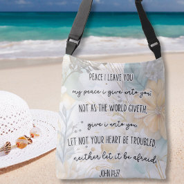 ヨハネ14:27, Peace, Bible Verse Bohemianフローラ クロスボディバッグ