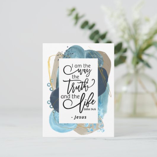 ヨハネ14:6わたしは真理の生き方であるキリスト教の聖書 ポストカード (スタンド正面)