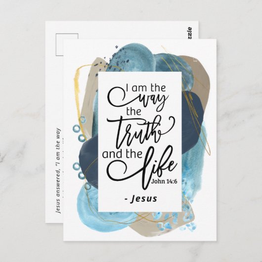 ヨハネ14:6わたしは真理の生き方であるキリスト教の聖書 ポストカード (正面/裏面)