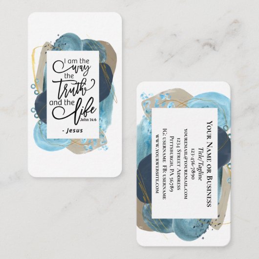 ヨハネ14:6わたしは真理の生き方であるキリスト教の聖書 名刺 (正面/裏面)