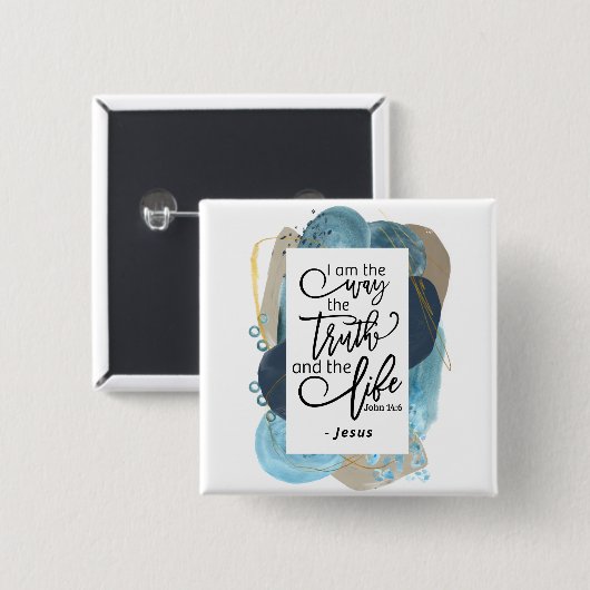 ヨハネ14:6わたしは真理の生き方であるキリスト教の聖書 缶バッジ (正面&裏面)