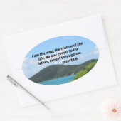 ヨハネ14:6わたしは道であり、真理であり、いのちである。 楕円形シール (封筒)