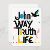 ヨハネ14:6様式化された鳩60sアートポップ・アートの シーズンカード (正面/裏面)