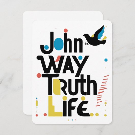 ヨハネ14:6様式化された鳩60sアートポップ・アートの シーズンカード (正面/裏面)