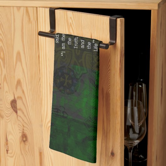 ヨハネ14:6聖書の聖句のパス感動的引用文 キッチンタオル (三つ折り)