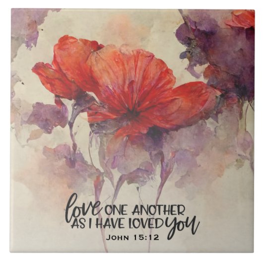 ヨハネ15:12互いに愛し合う聖書の聖句クリスチャン タイル (正面)