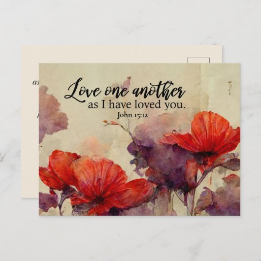 ヨハネ15:12互いに愛し合う聖書の聖句クリスチャン ポストカード (正面/裏面)