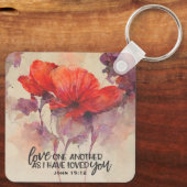ヨハネ15:12互いに愛し合う聖書の聖句レッドフローラ キーホルダー (裏面)