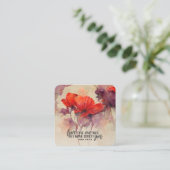 ヨハネ15:12互いに愛し合う聖書の聖句レッドフローラ スクエア名刺 (スタンド正面)